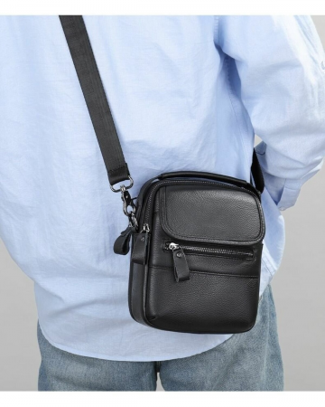 Сумка через плечо из натуральной кожи 6093black